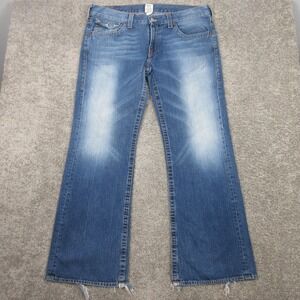 True Religion Jeans Mens 38x34 Blue Billy Bootcut Flap Pockets Denim Pants